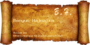 Benyus Hajnalka névjegykártya